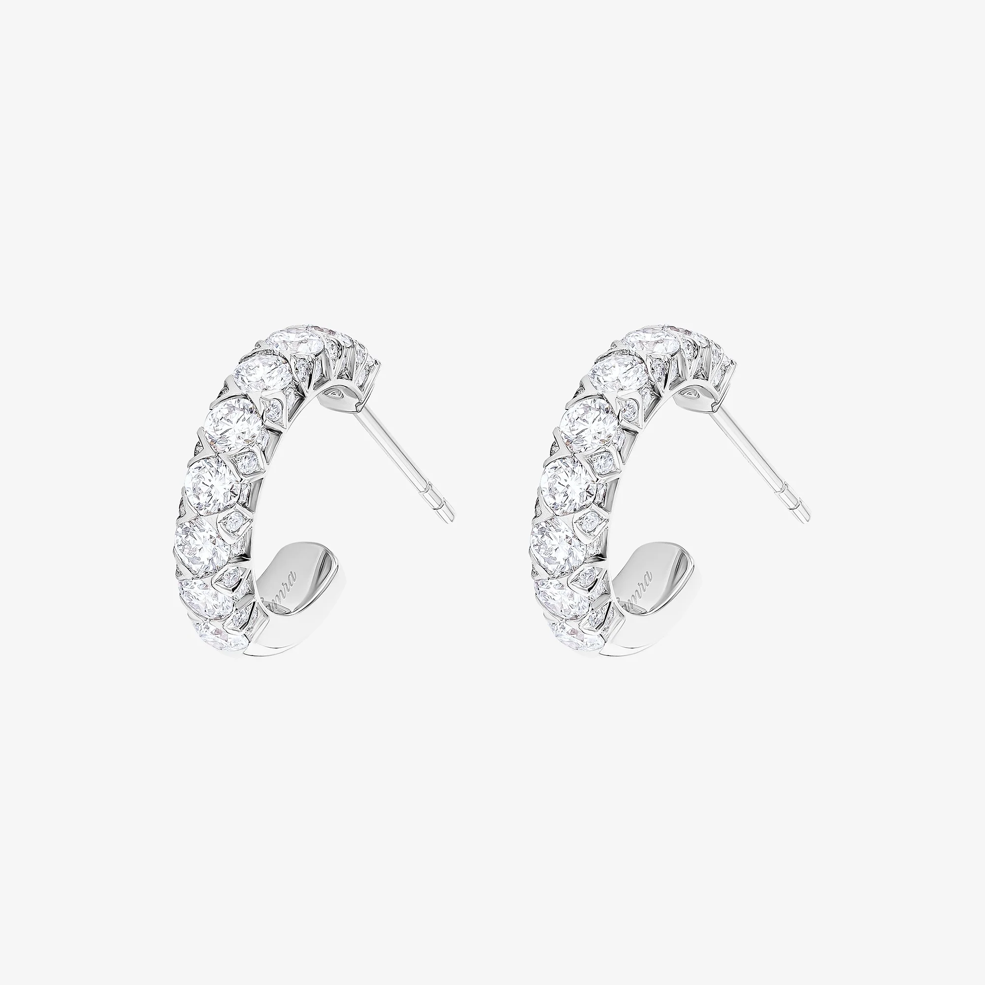 Thalj White Gold Diamond Hoop Earring