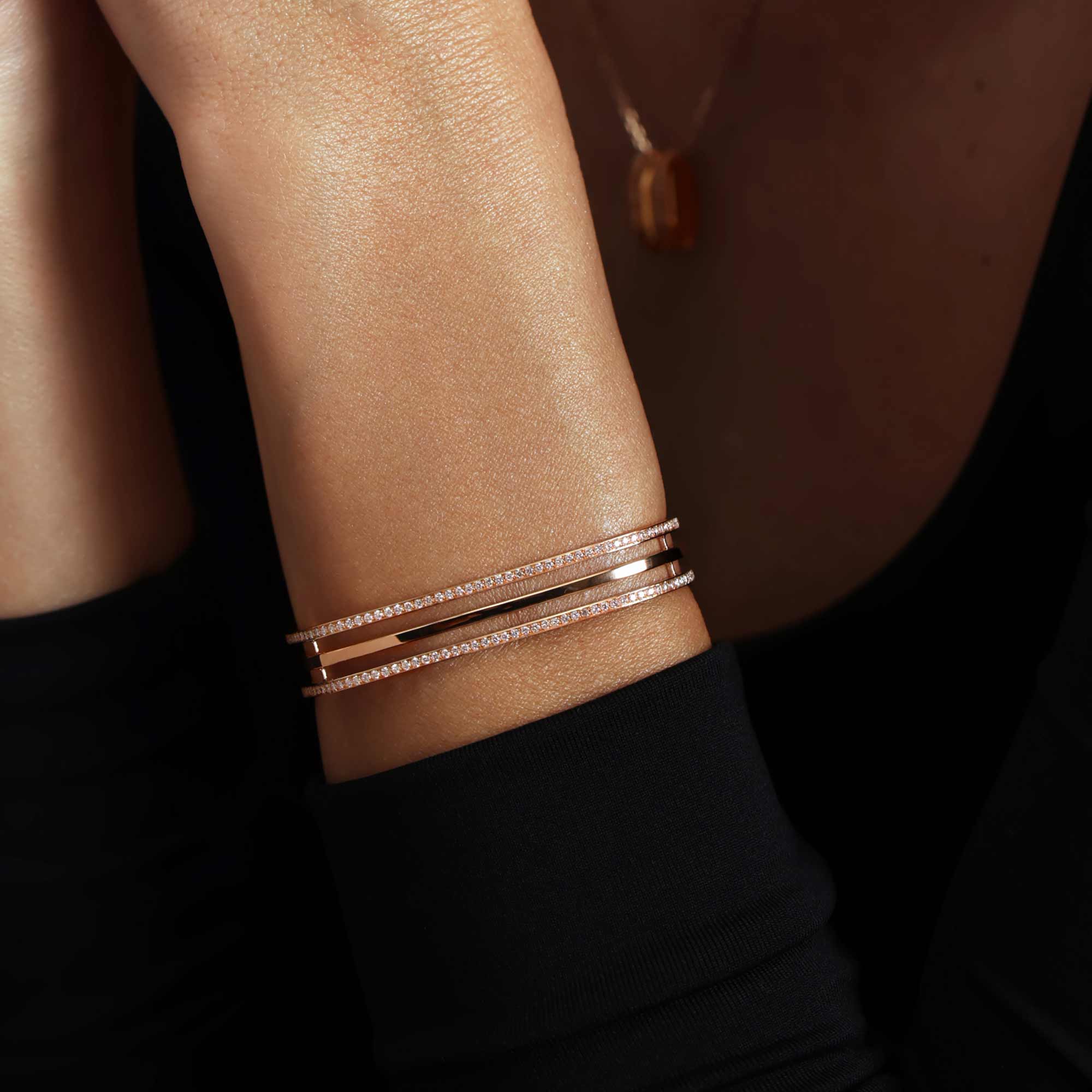 Wid Rose Gold Diamond Bangle - Image 4