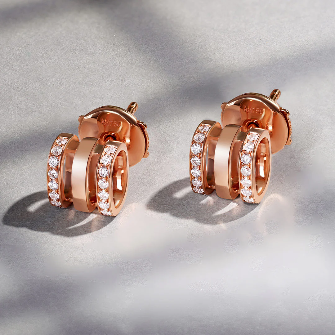 Wid Rose Gold Diamond Stud Earrings - Image 3