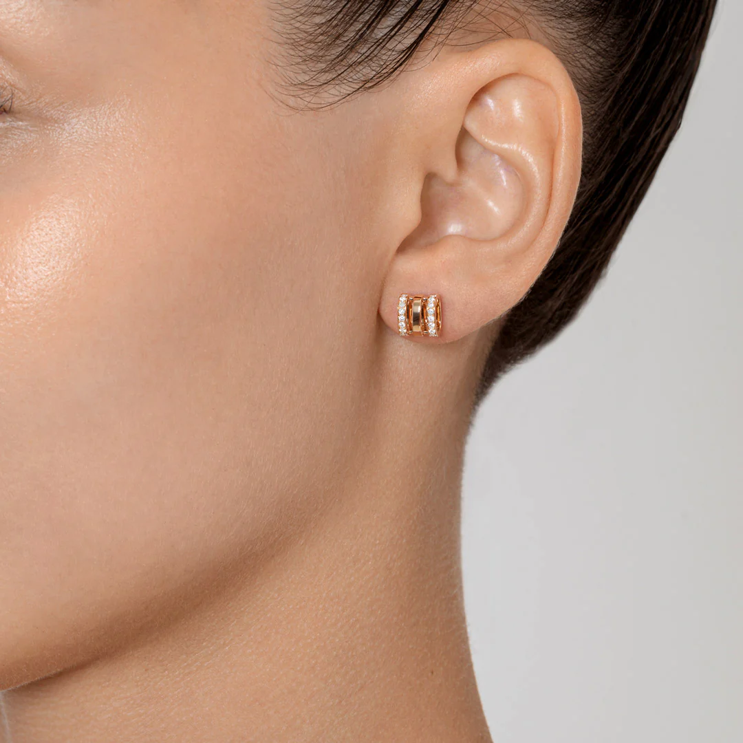 Wid Rose Gold Diamond Stud Earrings - Image 5