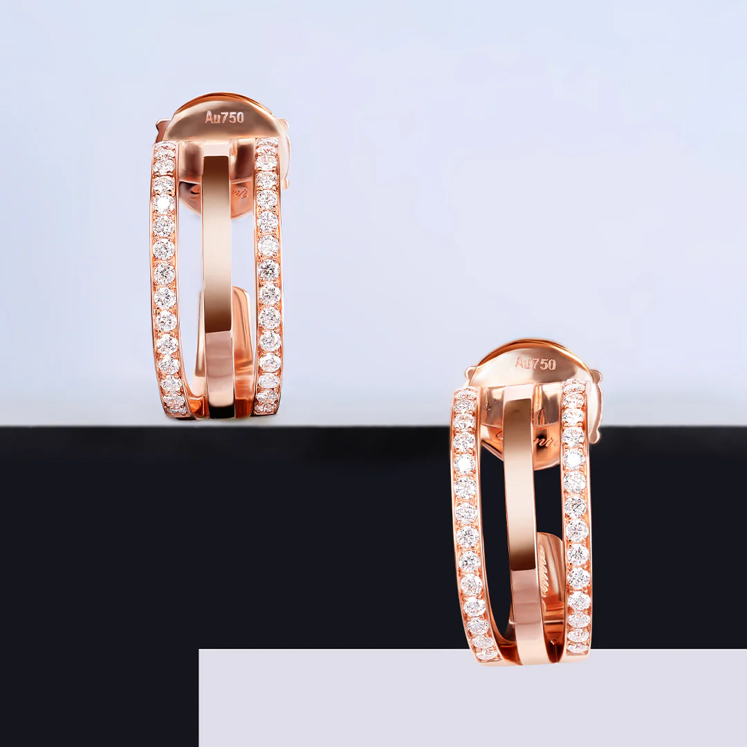 Wid Rose Gold Diamond Triple Earrings - Image 4