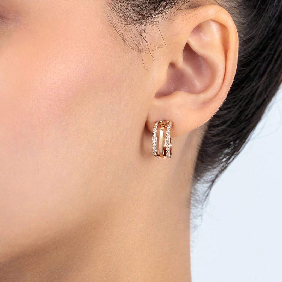 Wid Rose Gold Diamond Triple Earrings - Image 5